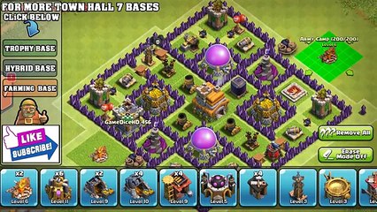 CLASH OF CLANS - TH7 Hybrid BASE + Defense REPLAY 2015 COC Town Hall 7 Defense With Air Sweeper