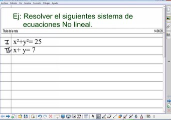 Sistema de ecuaciones No lineal.