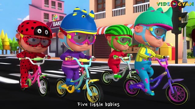 Five Little Babies Cycling On The Street Videogyan 3D Rhymes Baby Songs And Nursery Rhymes