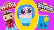 Color Changed Inside Out Sadness - HUGE Surprise Egg Play Doh with Shopkins Marvel Superhe