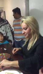 Blond Girl Birthday Cake In The Face