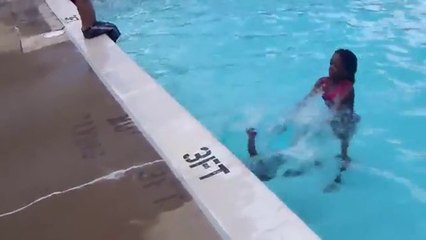 Baby fell in pool & see what happened