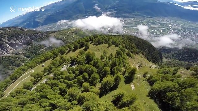 Amazing POV wingsuit flight in Switzerland