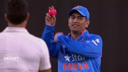 MS Dhoni Bowling with Pink Ball...!!