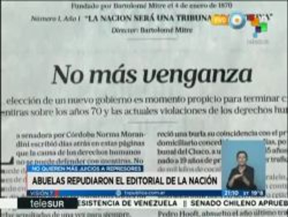 Argentina: Estela de Carlotto rechaza editorial de La Nación