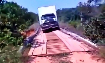 Heavy Truck Tries To Cross An Old Bridge and Fails