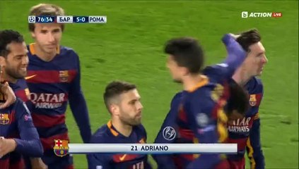 6-0 Adriano Penalty Goal _ Barcelona v. AS Roma - 24.11.2015 HD