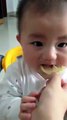 Cute baby ...try to eat lemon ..its so so so cute and funny