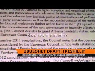 Download Video: Zbulohet drafti i Këshillit - Top Channel Albania - News - Lajme