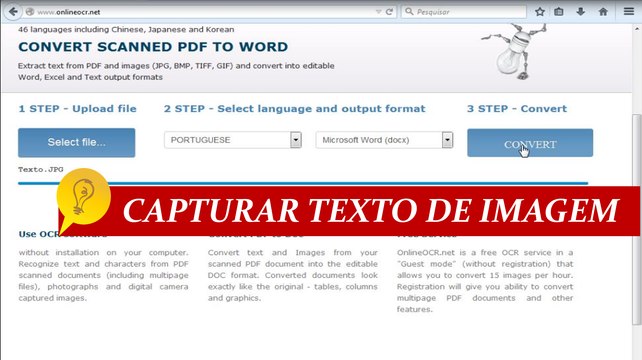 Capturar texto de imagem com OCR online e salvar em Word