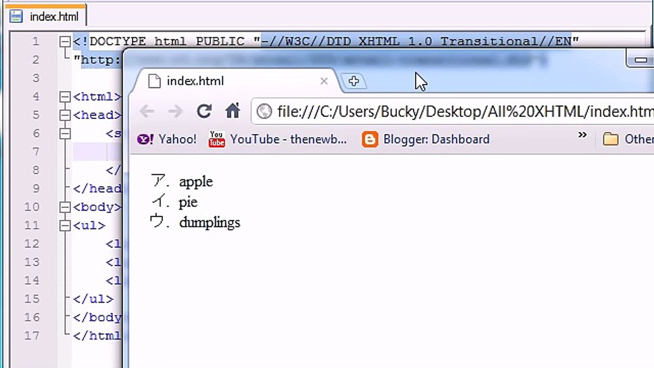 XHTML and CSS Tutorial - 27 - Styling Unordered Lists