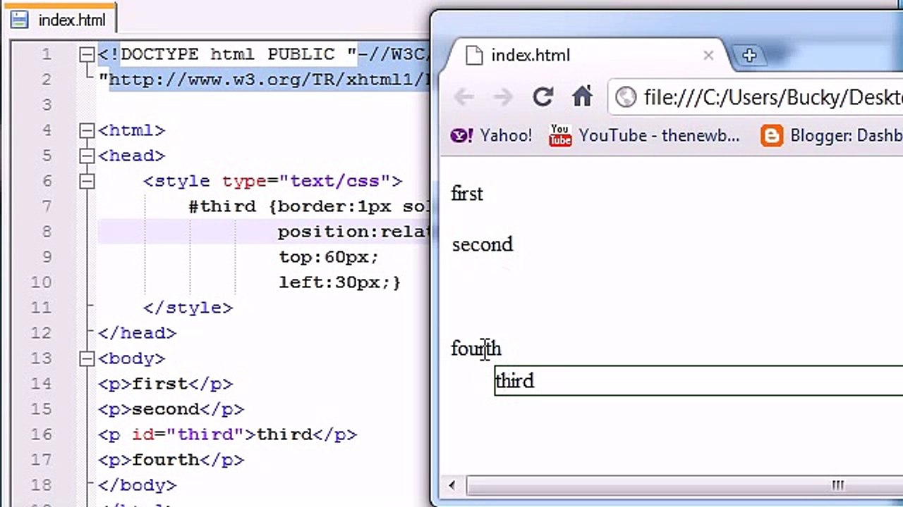 XHTML and CSS Tutorial - 37 - Relative Positioning