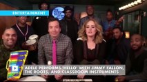 Adele performs 'Hello' with Jimmy Fallon, The Roots, and classroom instruments