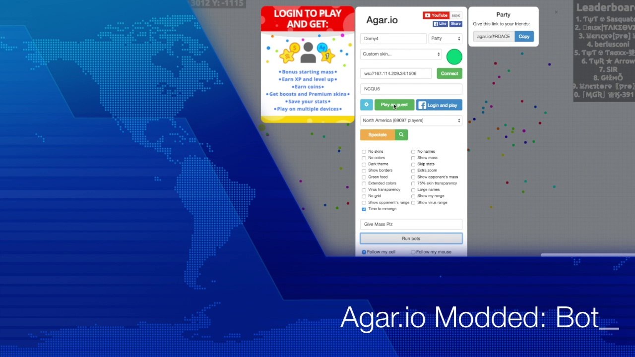 Agar.io Modded: Botting