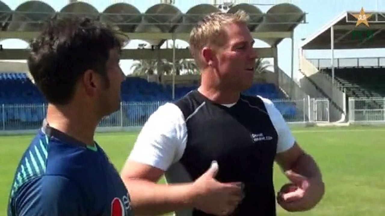 Yasir Shah bowling session with Shane Warne at Sharjah Cricket Association Stadium 2015