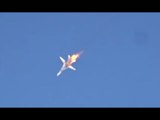 Close-up footage of Russian Su-24M jet falling in flames hit at Syria-Turkey border