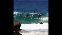 Funny guy Surfs on bodyboarder... insane