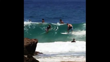 Funny guy Surfs on bodyboarder... insane