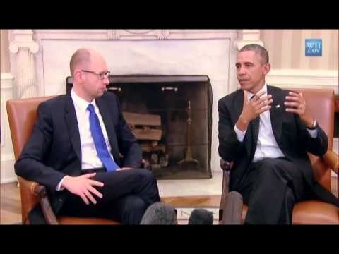 SHTEPIA E BARDHE OBAMA PRET YATSENUK DHE JEP MBESHTETJE PER UKRAINEN LAJM