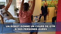 Un robot donne un cours de gym à des personnes âgées