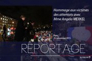 François Hollande et Angela Merkel, place de la République, pour un hommage aux victimes