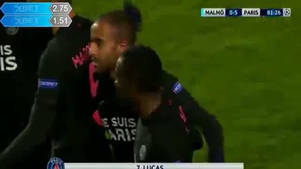 0-5 Lucas Amazing Free-Kick Goal - Malmö v. Paris SG 25.11.2015 HD