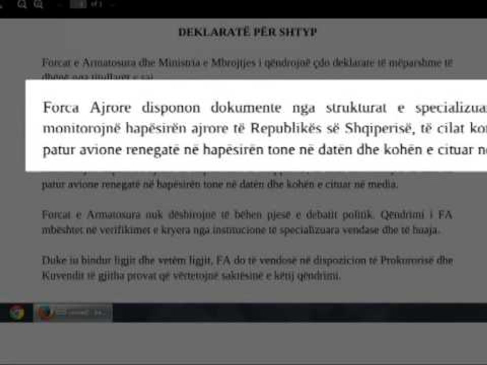 REAGON MINISTRIA E MBROJTJES "NATO NUK KA VEREJTUR ASNJE AVION ME DROGE NE GJADER" LAJM