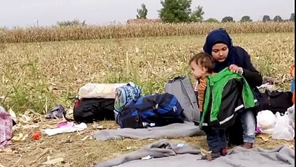 Syrian refugee Shaimae, 15, on the Serbia-Croatia border.