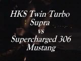 HKS Twin Turbo Supra vs Ford Mustang