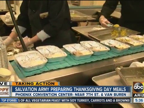 Salvation Army preparing Thanksgiving meals for less fortunate