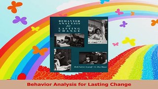 Behavior Analysis for Lasting Change PDF