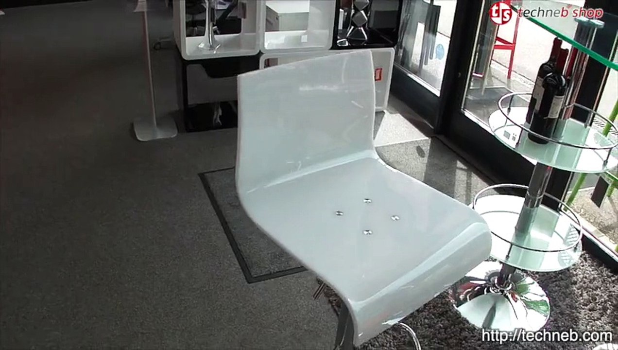 Tabouret SARTHE en ABS (polymère à haute résistance) et métal chromé (blanc)