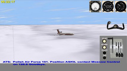07. Wizualizacja ostatniej fazy lotu samolotu Tu-154M Nr 101 (ujęcie 1)