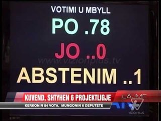 Kuvend, shtyhen 6 projektligje - News, Lajme - Vizion Plus