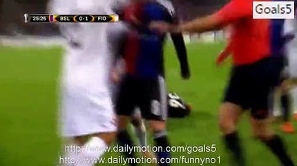 Facundo Roncaglia RED Card Basel 0 - 1 Fiorentina Europe League 26-11-2015