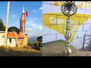 XHAMIA ME SIMBOL KOMBETAR “TEARCE” SHQIPONJA DYKRENARE NE MINAREN E XHAMISE NE MAQEDONI LAJM