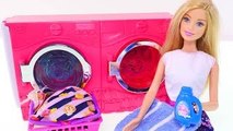 Barbie Laundry Time! Washing Shopkins - Barbie Doll Washer n Dryer Dreamhouse Toys