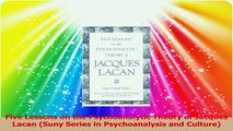 Five Lessons on the Psychoanalytic Theory of Jacques Lacan Suny Series in Psychoanalysis Read Online