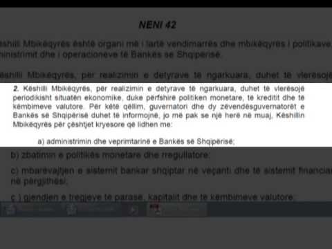 LIGJI PER BANKEN ‘GUVERNATORI PERGJEGJES PER RREGULLOREN DHE AKTET LIGJORE’ LAJM