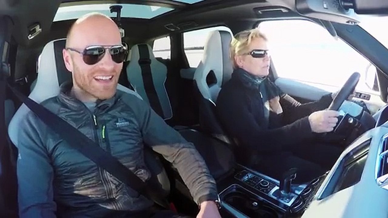 Ben Saunders races the Range Rover Sport SVR on a frozen lake replica of Silverstone - Land Rover