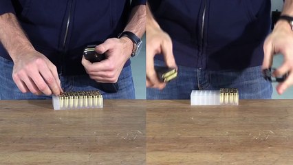 Charger rapidement le chargeur d'un pistolet mitrailleur