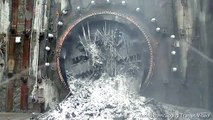 Mesmerizing video of boring machine cutting through rock