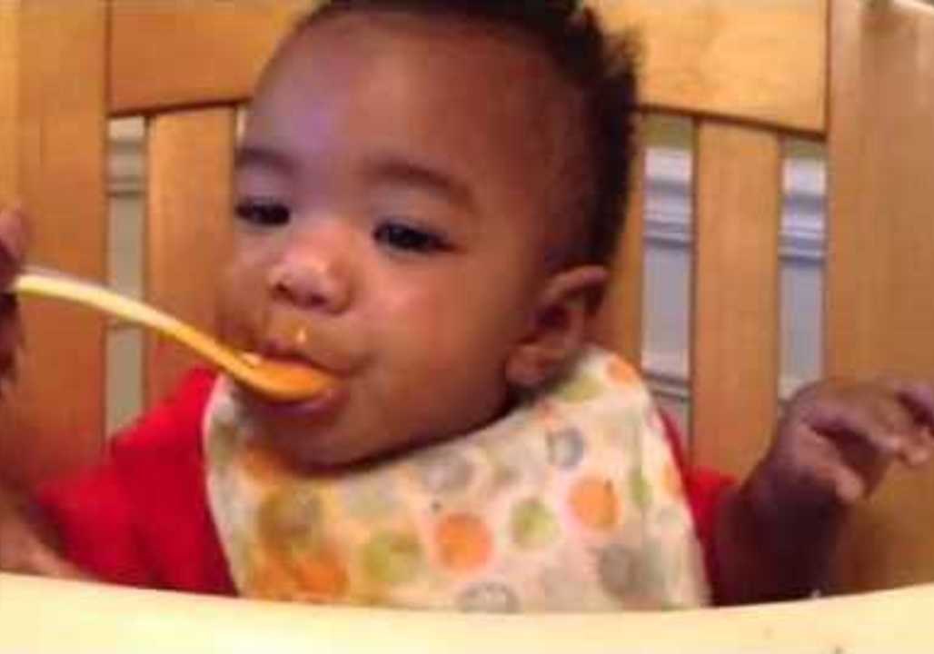 Sleepy Baby Struggles With Thanksgiving Dinner