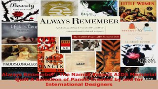 Read  Always Remember  The Names Project AIDS Memorial Quilt A Selection of Panels Created by PDF Free