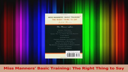 Miss Manners Basic Training The Right Thing to Say Read Online