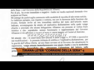 Tirana letër "Corriere della Sera" - Top Channel Albania - News - Lajme