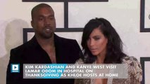 Kim Kardashian and Kanye West visit Lamar Odom in hospital on Thanksgiving as Khloe hosts at home