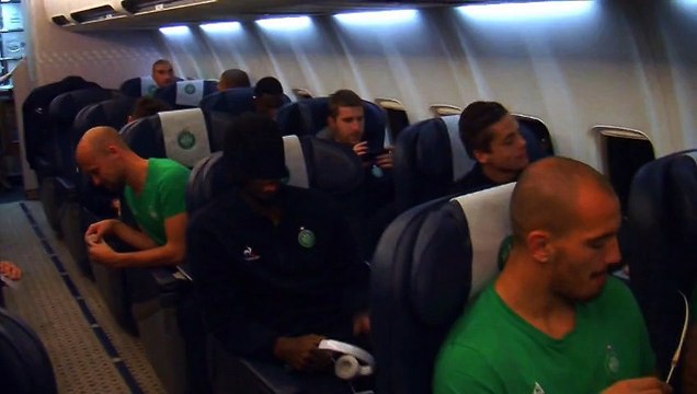 Dans l'avion du retour avec les Verts !