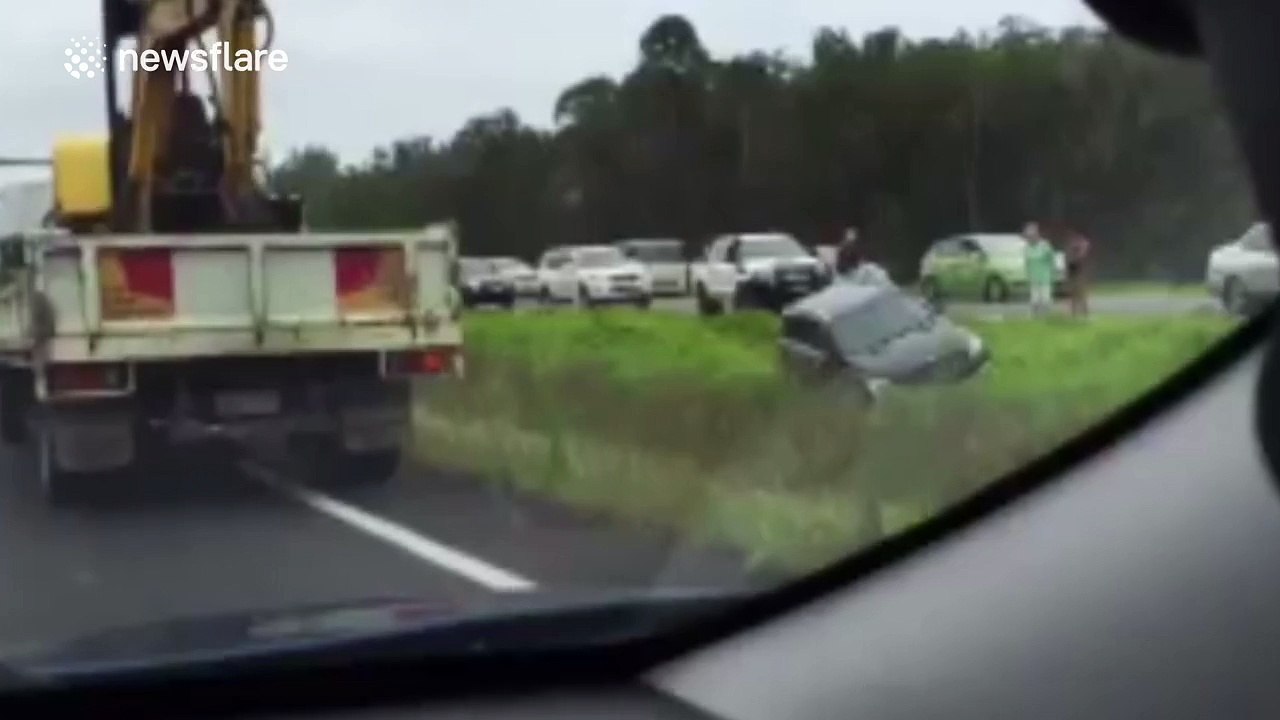 Aftermath of fatal multi-vehicle crash in Queensland, Australia