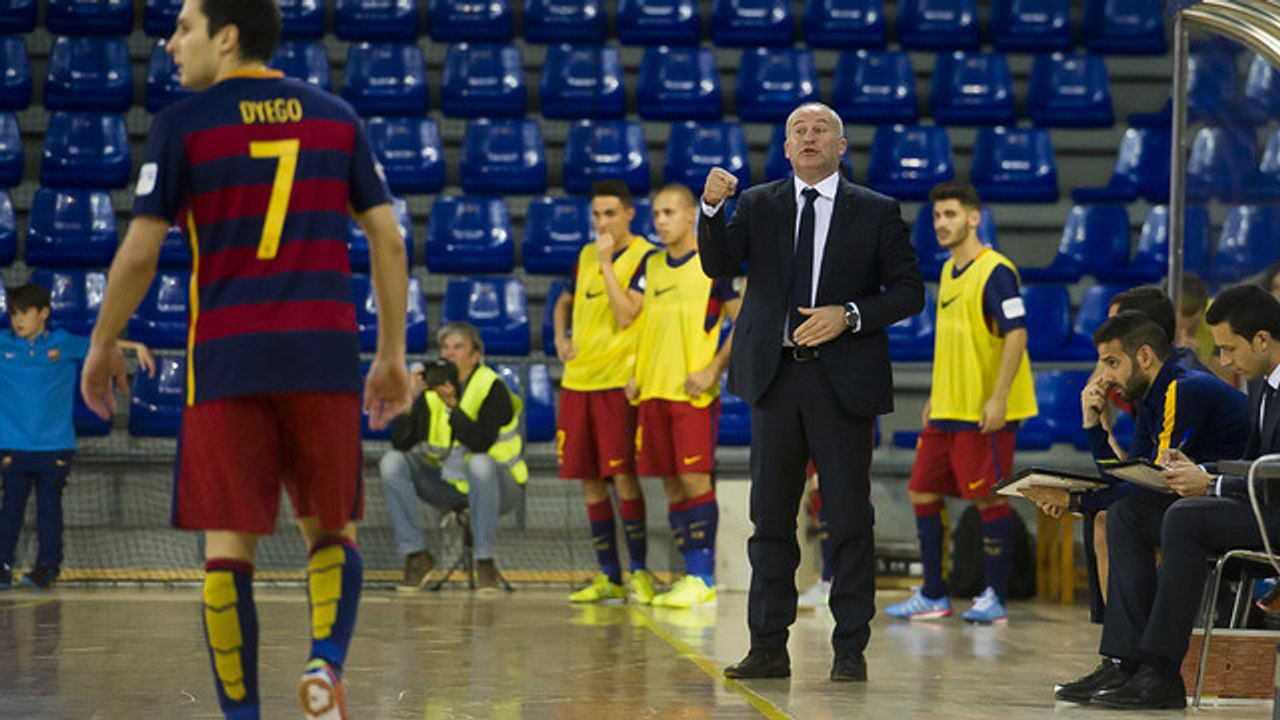 (FCB Lassa Fútbol Sala): Marc Carmona y Lin, antes del FCB Lassa-Palma Futsal